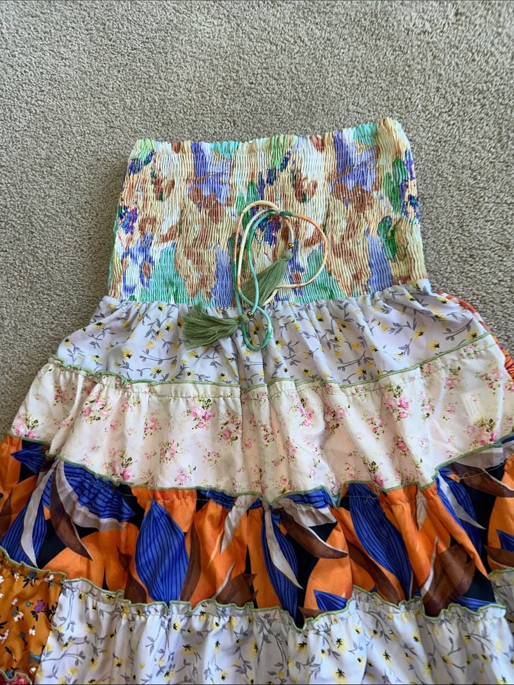 Bohera smocked top boho  dress - Picture 2 of 6